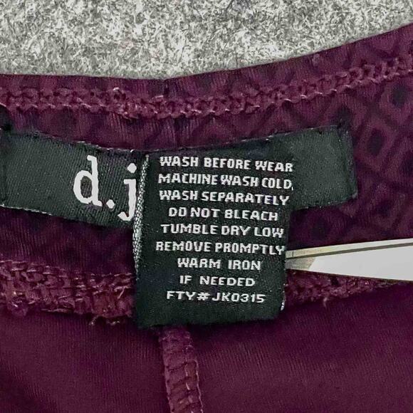 Women's D. Jeans Mid Rise Pull On Slim Ankle Leggings Purple Printed Size 4 - Picture 4 of 6